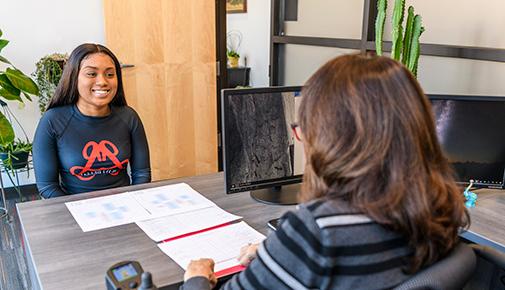 Student meeting with academic advisor